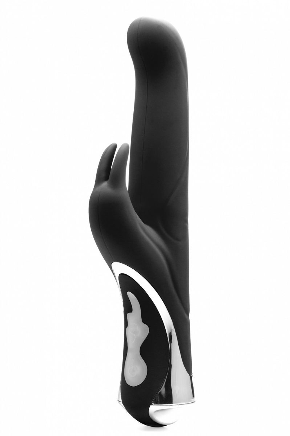 Чёрный перезаряжаемый вибратор Rechargeable Rabbit Purple - 23,5 см. (Цвет: черный)