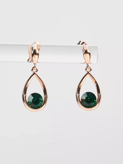 Серьги-капли Белла с зелеными кристаллами Swarovski