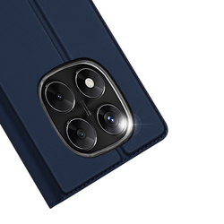 Чехол книжка из PU кожи синего цвета от Dux Ducis для Xiaomi Redmi Note 14 Pro 4G, серия Skin Pro Series Case