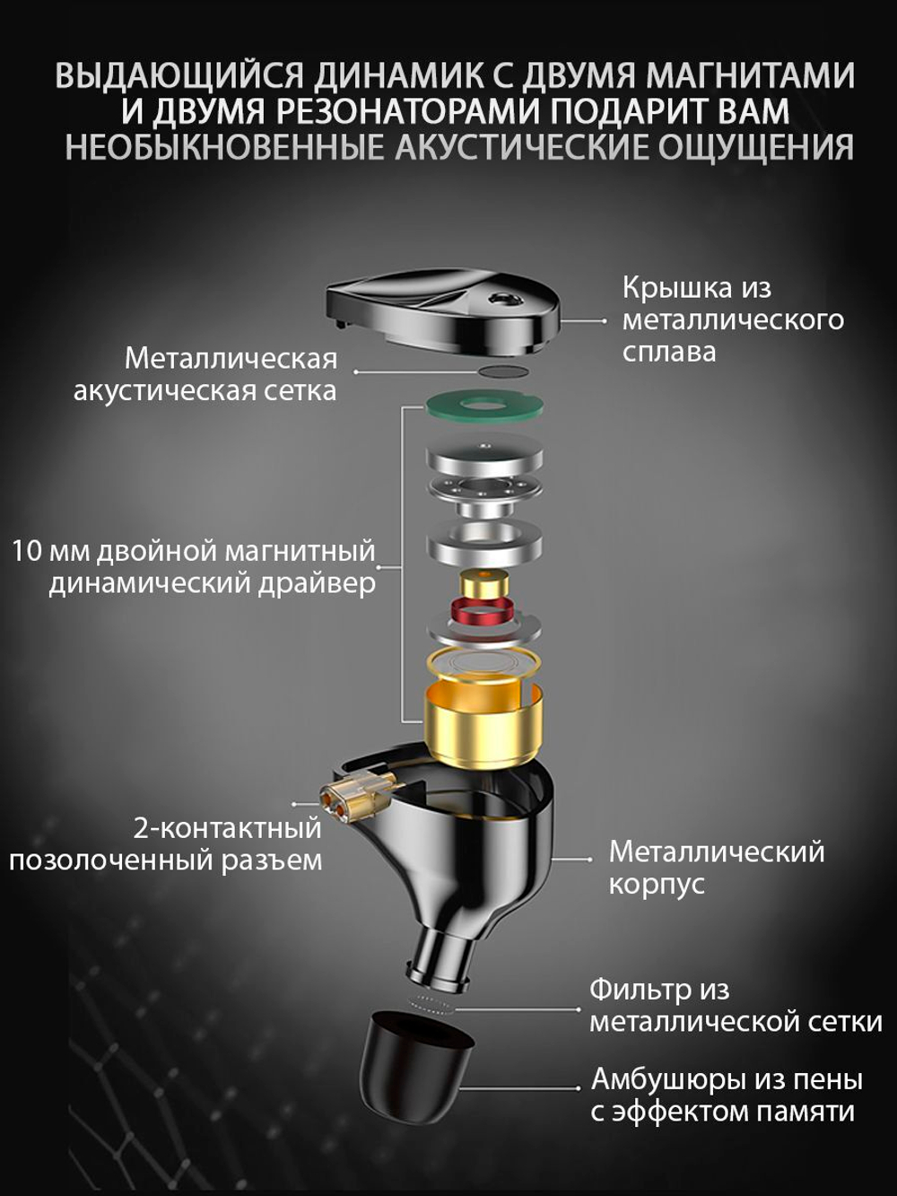 Наушники KZ D-FI tuning version with mic