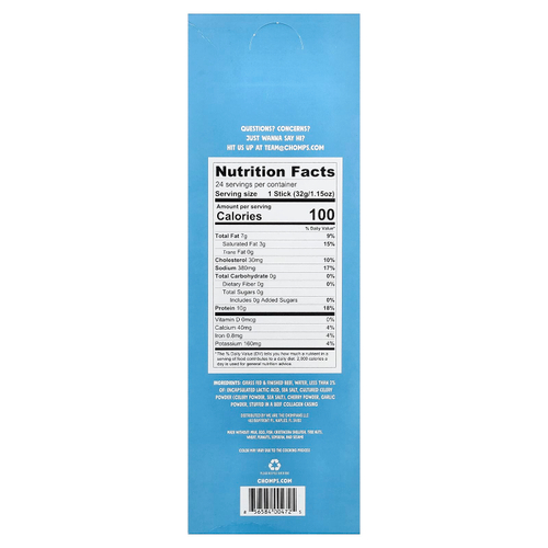 Chomps, Sea Salt Beef Stick, Mild, 24 Sticks, 1.15 oz (32 g) Each