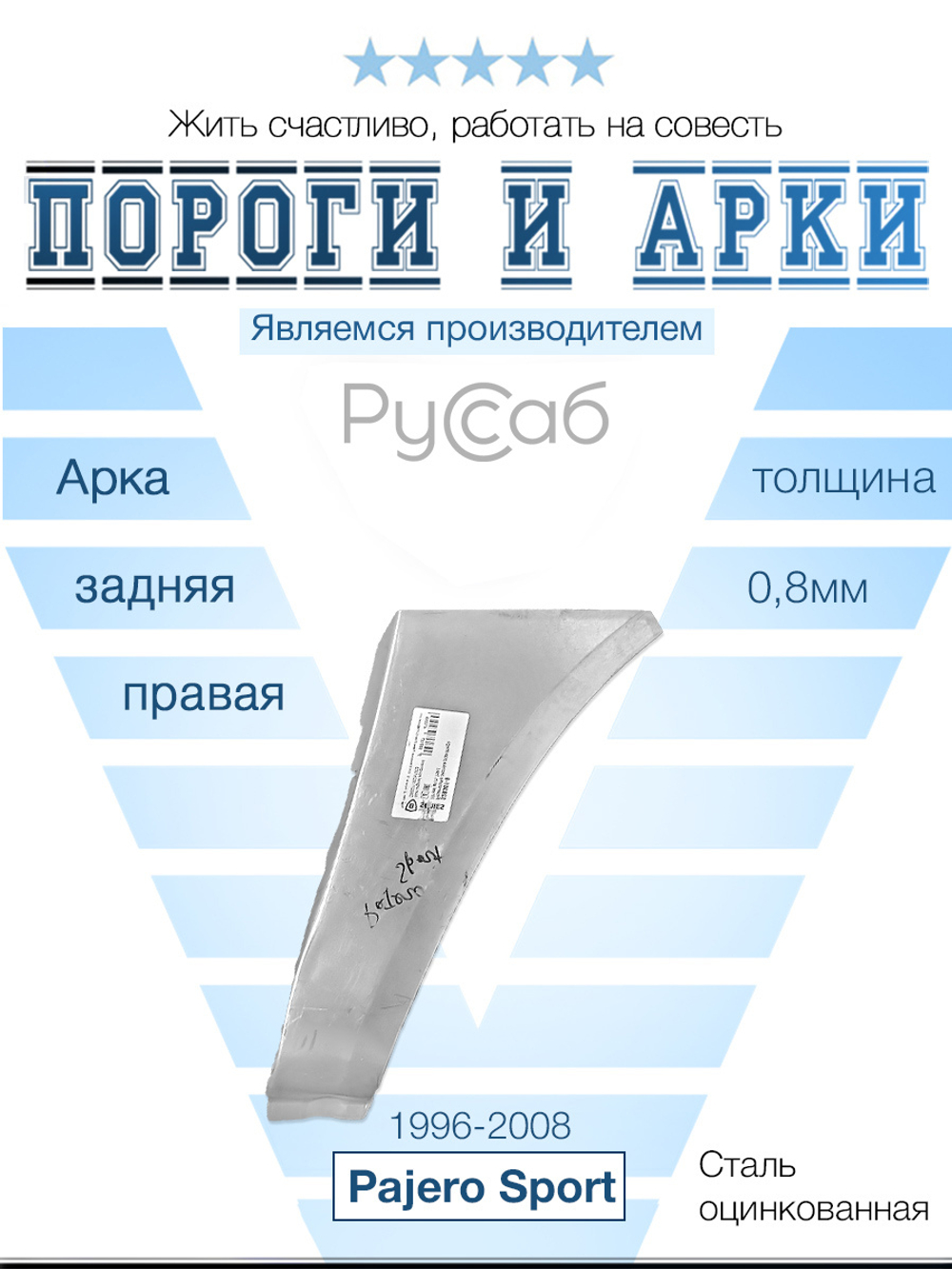 Ремкомплект крыла правый Mitsubishi Pajero Sport 1996-2008 (Polcar)