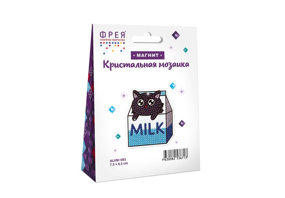 Алмазная (кристальная) мозаика Фрея ALVM-083, магнит МолоКот, 7.5х8.5 см
