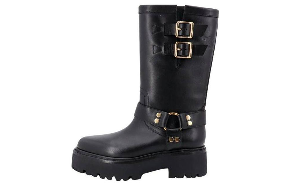 CELINE Engraved Logo Buckled Boots Women"s