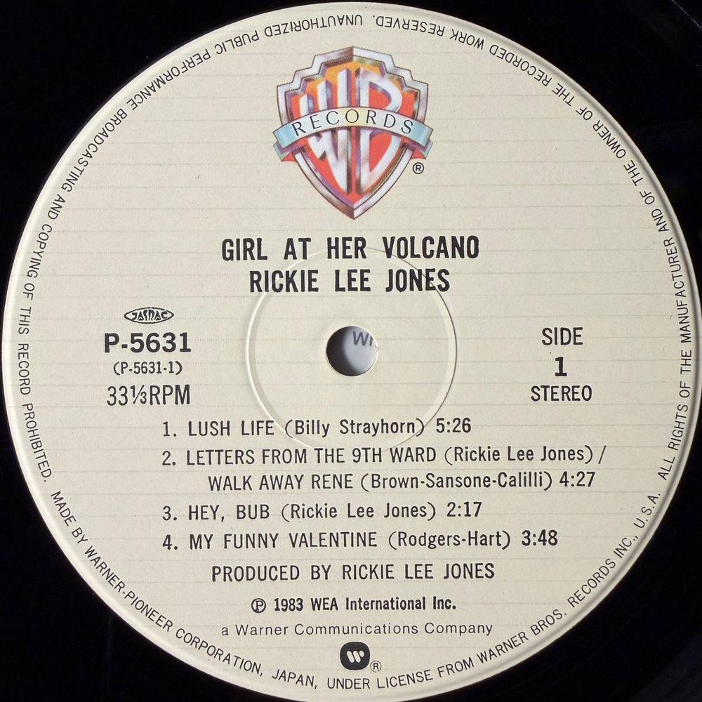 Rickie Lee Jones ‎– Girl At Her Volcano (Япония 1983г.) 10" EP
