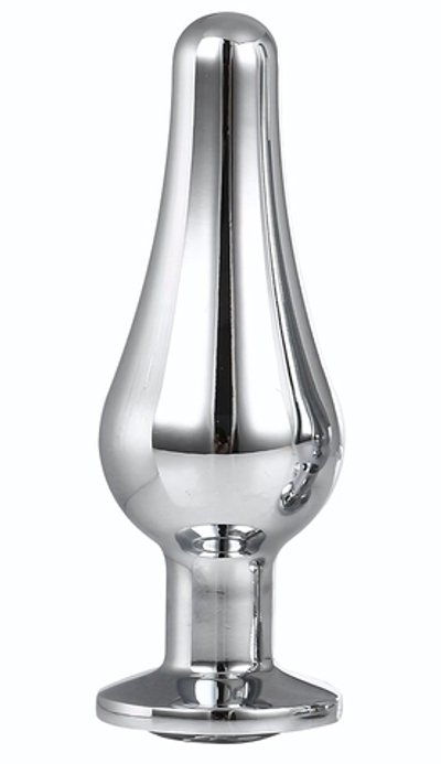 Серебристая анальная пробка с кристаллом Silver Pleasure Plug S - 9 см. (Цвет: серебристый)