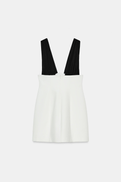 ZARA КОМБИНИРОВАННОЕ МИНИ-ПЛАТЬЕ, БЕЛЫЙ/ЧЕРНЫЙ