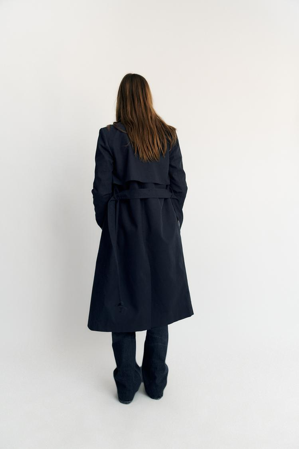 ZARA ТРЕНЧ ИЗ 100% ХЛОПКА, МОРСКОЙ СИНИЙ