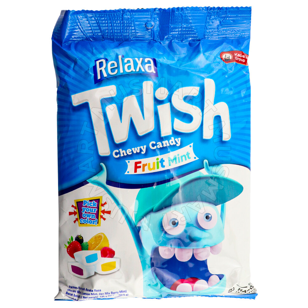 Жевательные конфеты RELAXA TWISH "Fruit mint chewy candy", с мятным вкусом и фруктами, 125 г (Капал Апи)