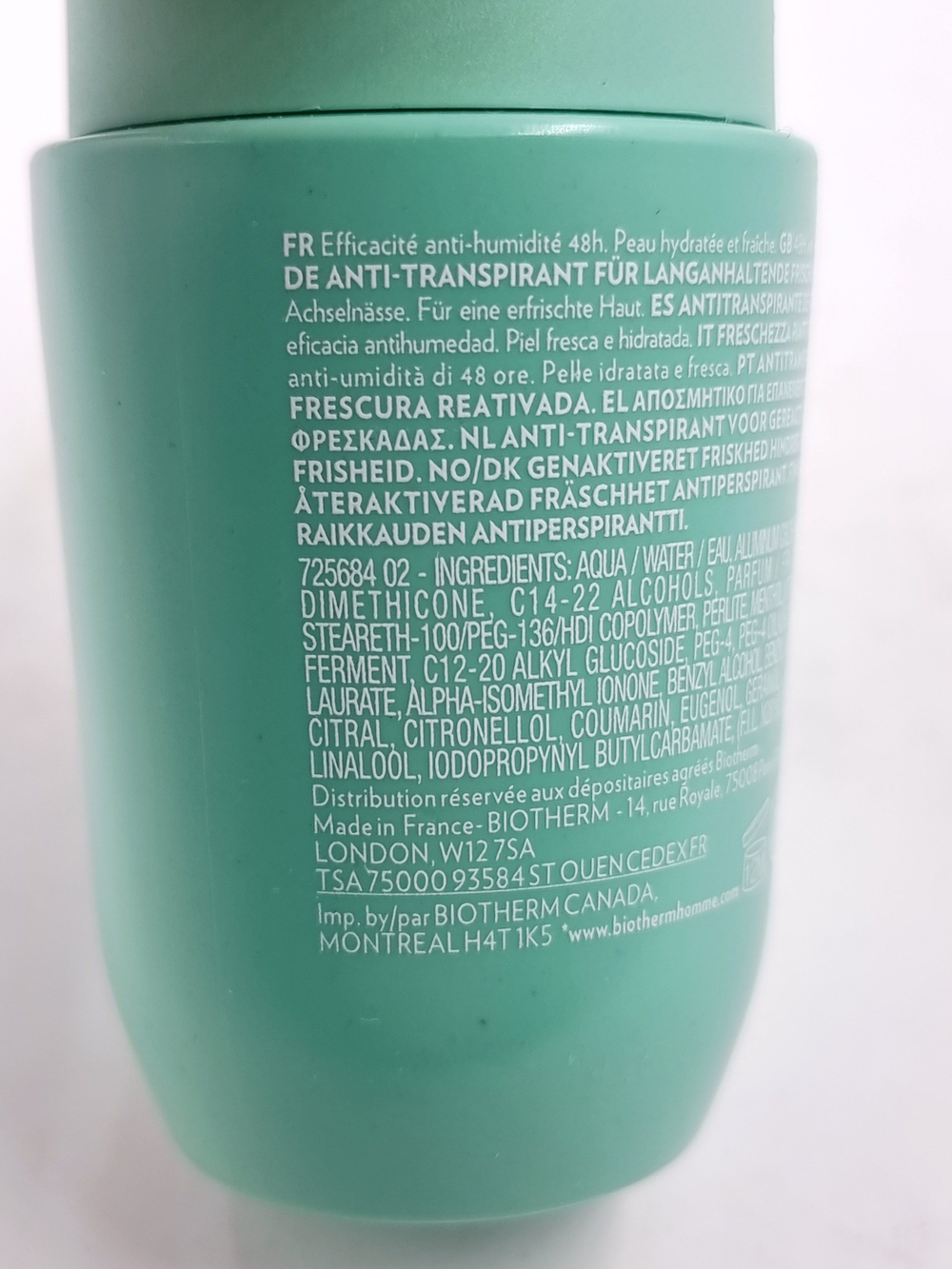 Biotherm Homme Шариковый дезодорант-антиперспирант Aquapower 48 часов для мужчин 75 мл (из Финляндии)