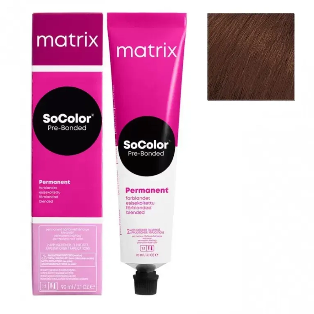 Matrix SoColor Pre-Bonded 5BC Светлый шатен коричнево-медный Крем-краска для волос, 90мл