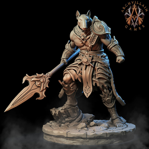 Зверолюд  Воин Варвар Файтер Страж с копьём миниатюра для dnd, днд, pathfinder, фентези, Настольная игра, НРИ, Варгейм, РПГ