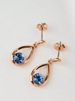 Серьги-капли Белла с голубыми кристаллами Swarovski