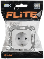 FLITE Розетка с заземлением с защитными шторками 16А РСш11-0-ФлБ белый IEK