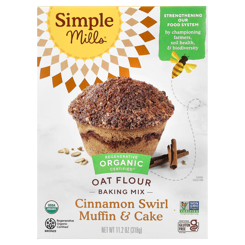 Simple Mills, органическая смесь из овсяной муки, для приготовления кексов и пирогов, корица, 318 г (11,2 унции)
