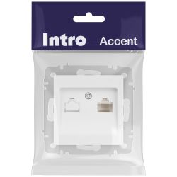 Розетка Intro Accent 6-303-01М информационная RJ45 IP20 СУ белый матовый | Intro