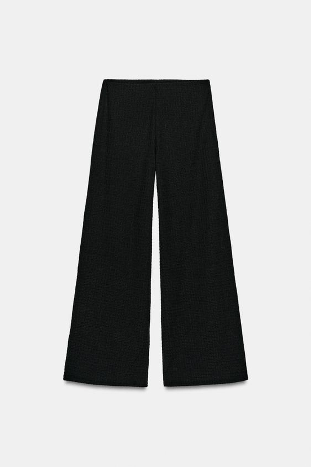 ZARA БРЮКИ ПРЯМОГО КРОЯ ФАКТУРНЫЕ, ЧЕРНЫЙ