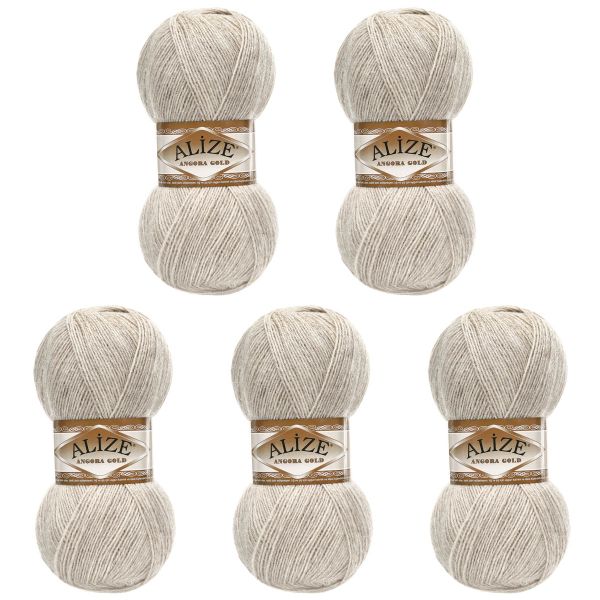 Пряжа Alize (Ализе) Angora Gold / уп.5 мот. по 100 г, 550м, 152 бежевый меланж A