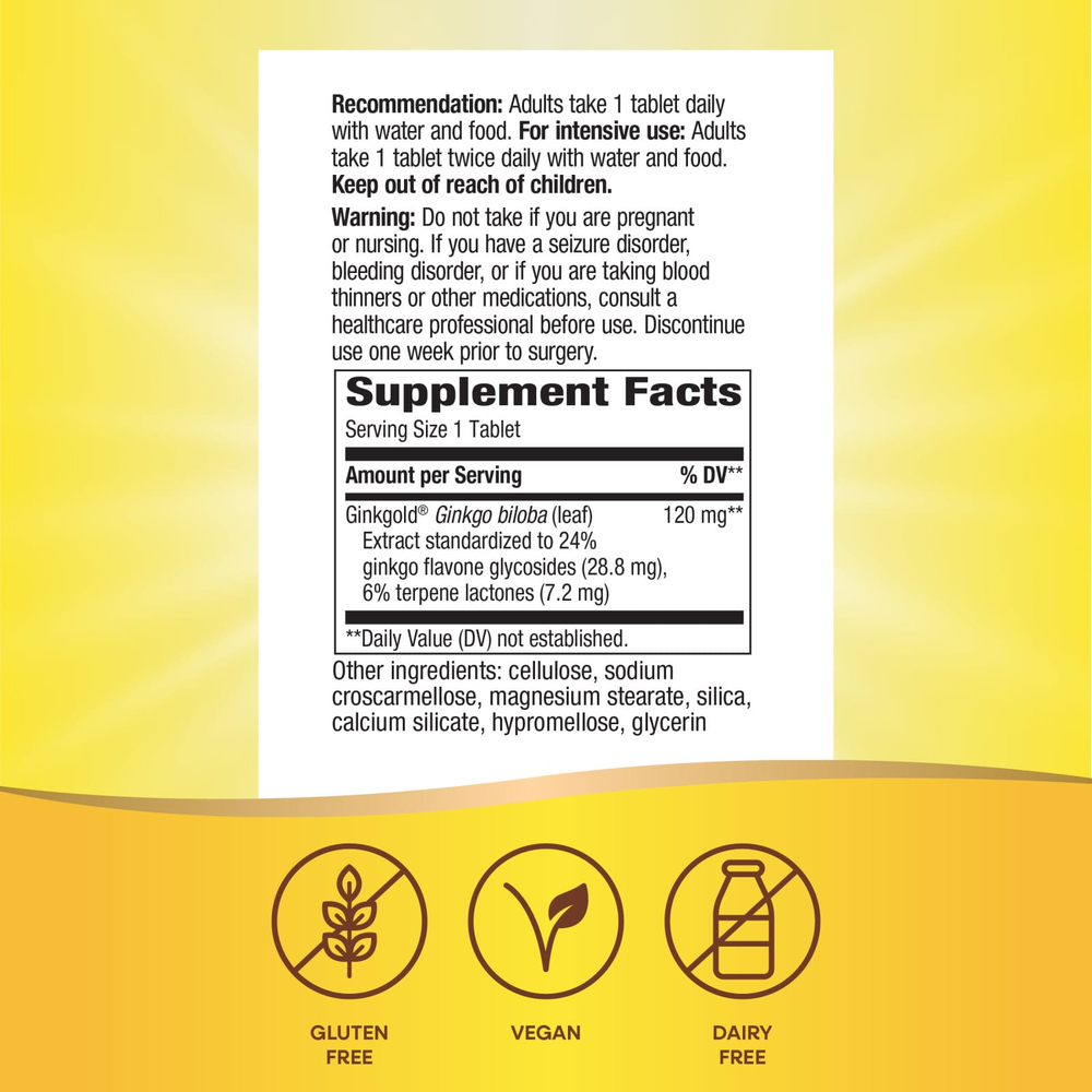 Nature's Way, Ginkgold® Max, 120 мг, 60 таблеток
