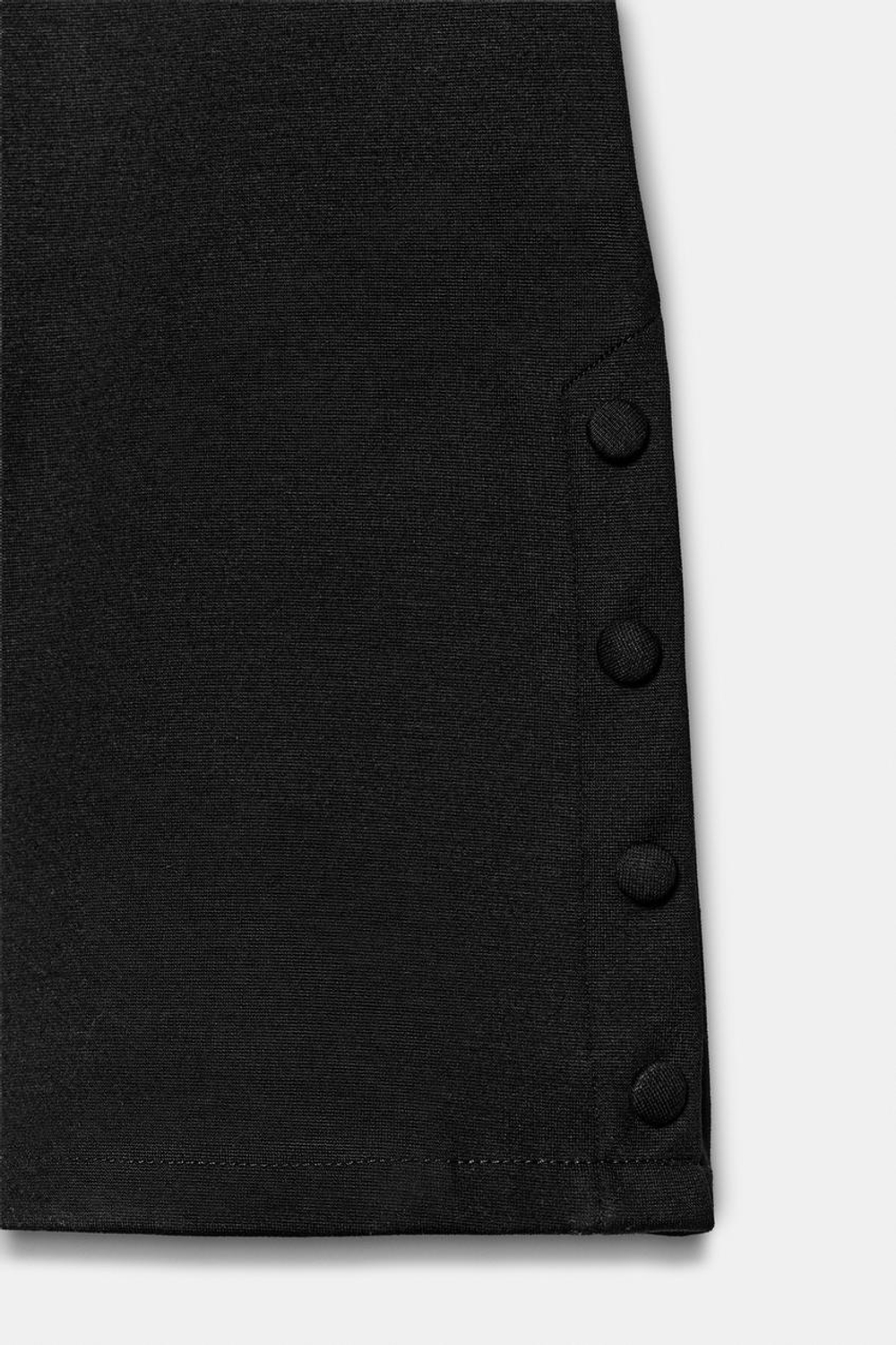 ZARA БРЮКИ ИЗ ИНТЕРЛОКА С ПУГОВИЦАМИ, ЧЕРНЫЙ