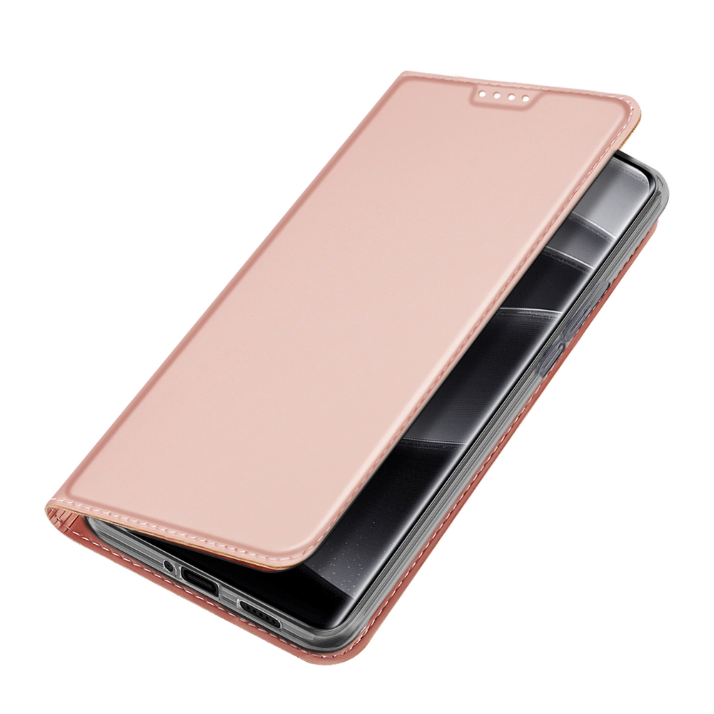 Чехол книжка из PU кожи розового цвета от Dux Ducis для Xiaomi Redmi Note 14 Pro+ 5G, серия Skin Pro Series Case
