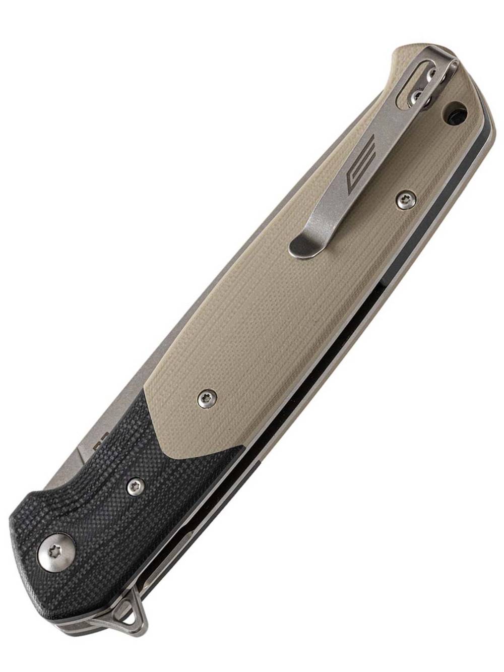 Нож складной GhostBlade Rune, сталь D2, Stonewash, 58-62 HRC, Drop-point, рукоять G10 песочная, замок Liner lock
