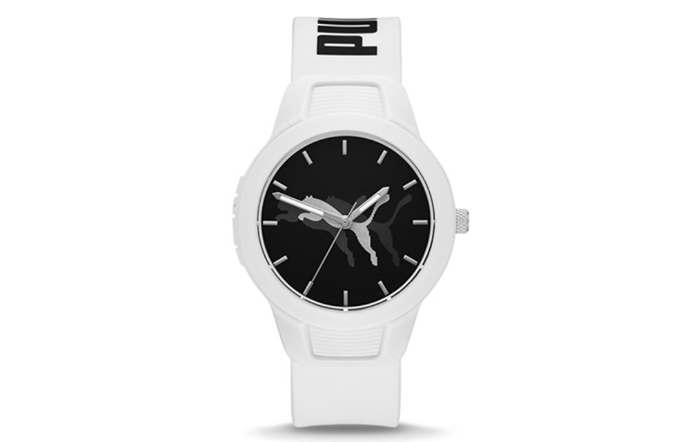 PUMA Reset V2 Series Wrist Watch Quartz Movement Silicone Strap Black Dial Unisex