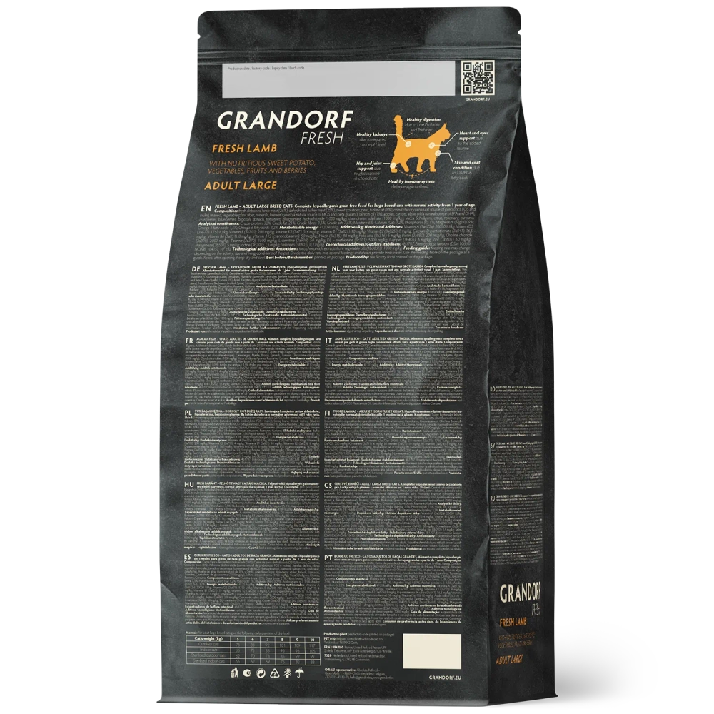 Grandorf Fresh, Fresh Lamb, Adult Large для кошек крупных пород (Свежее мясо ягненка с бататом)