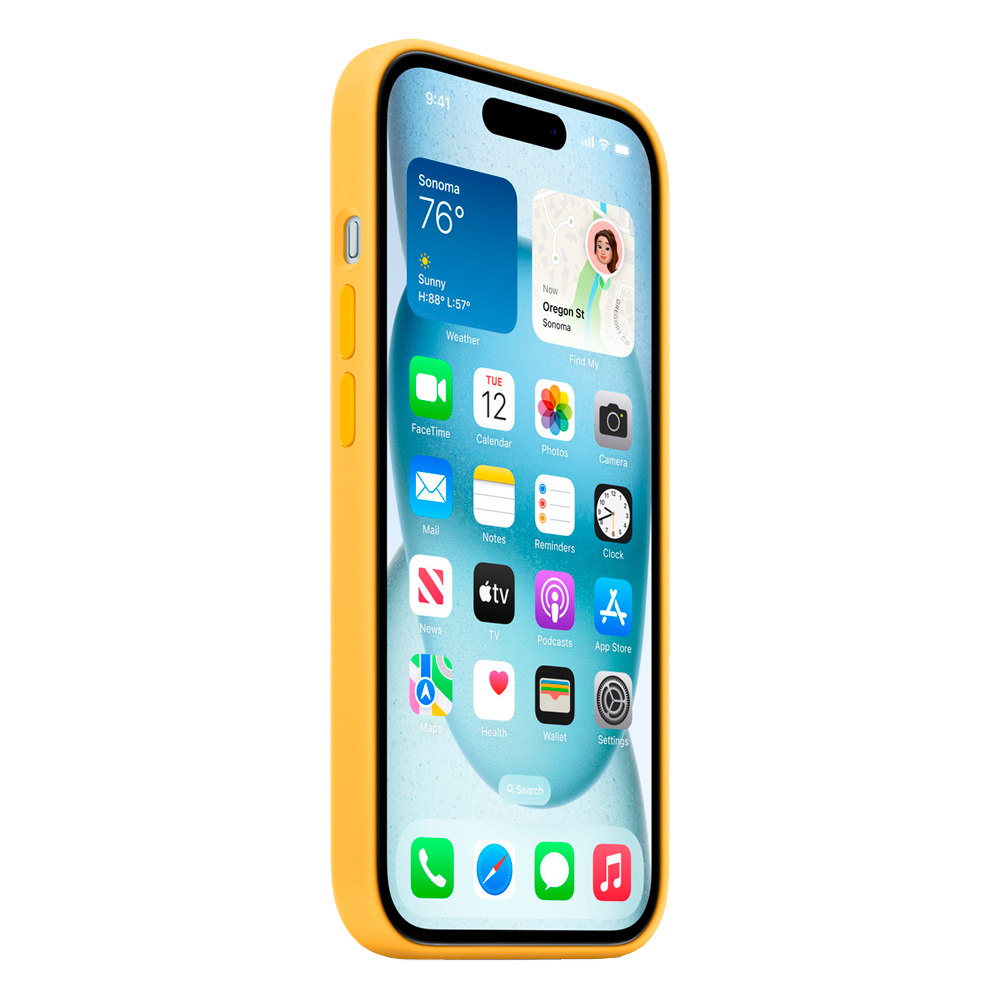 Силиконовый чехол с поддержкой MagSafe Apple Silicone Case для iPhone 15, Sunshine (Лучезарный желтый)