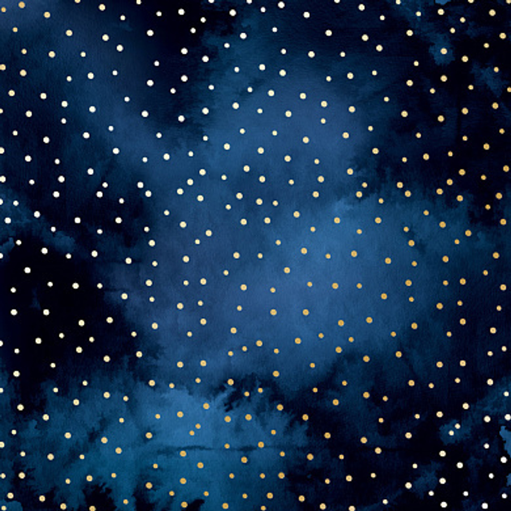 Лист односторонней бумаги с золотым тиснением, дизайн Golden Drops Night garden, 30,5см х 30,5 см
