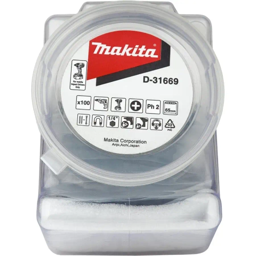 Двусторонняя насадка для винтов PH2х65 мм, 100 шт Makita D-31669