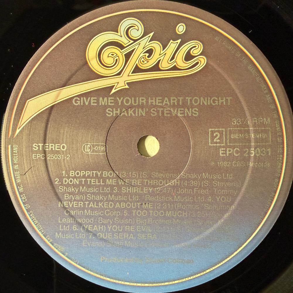 Shakin' Stevens - Give Me Your Heart Tonight (Голландия 1982г.)