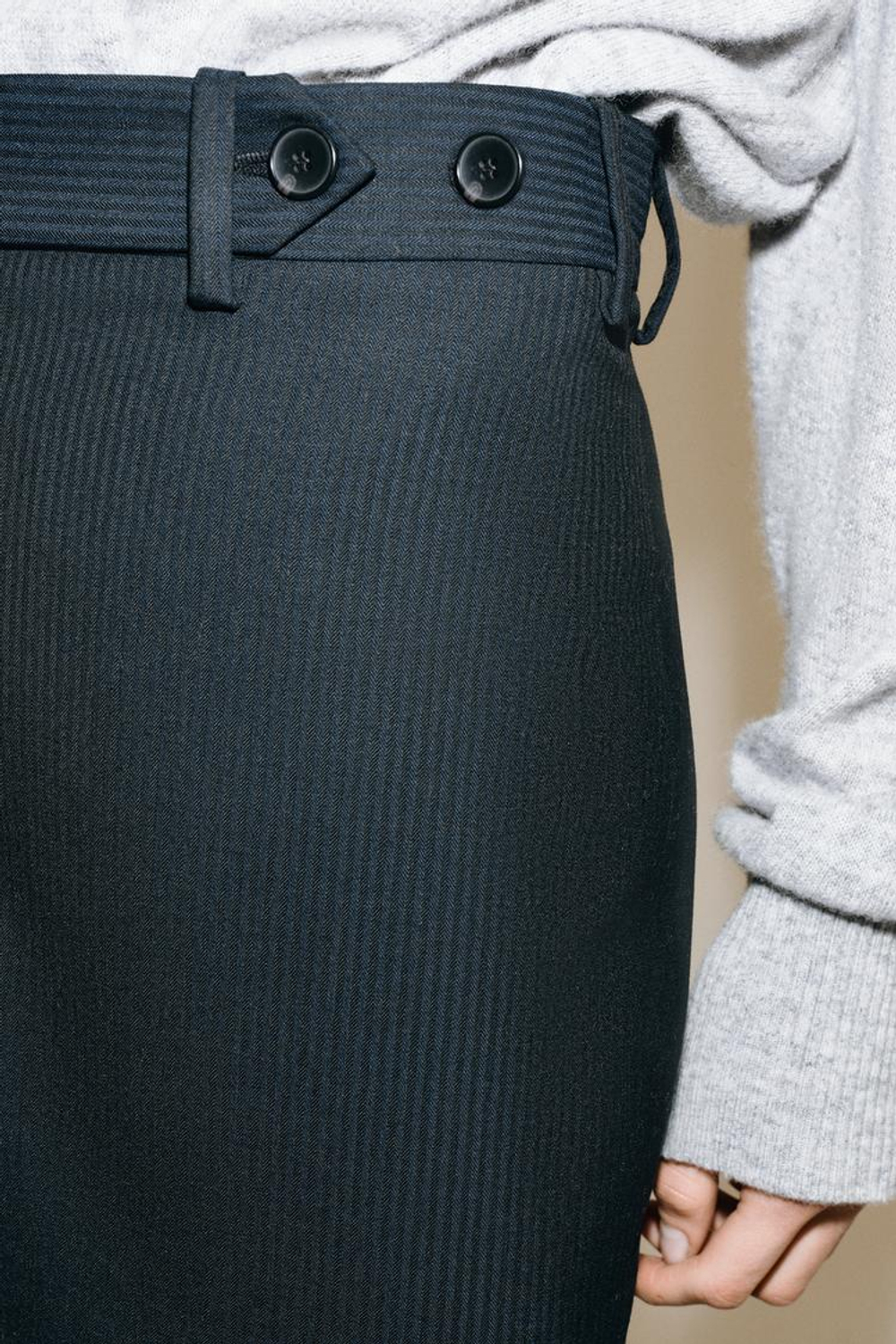 ZARA ЮБКА МИДИ В ПОЛОСКУ ZW COLLECTION, МОРСКОЙ СИНИЙ