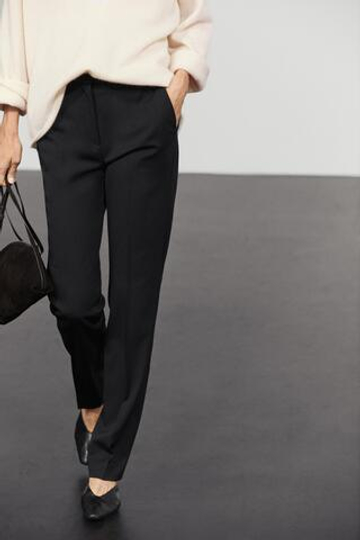 Massimo Dutti Брюки из микровельвета кроя slim straight со средней посадкой, темно-синий