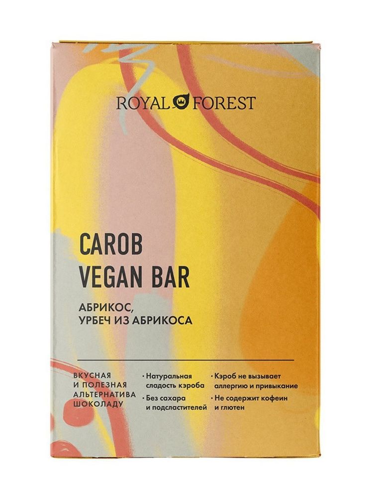Шоколад ROYAL FOREST Carob Vegan Bar Абрикос, урбеч из абрикоса 50г