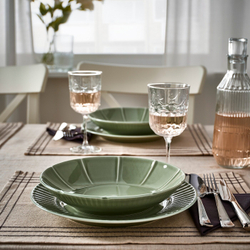 IKEA STRIMMIG  (ИКЕА СТРИММИГ)  -  Глубокая тарелка, керамогранит бледно-серо-зеленого цвета, 23 см