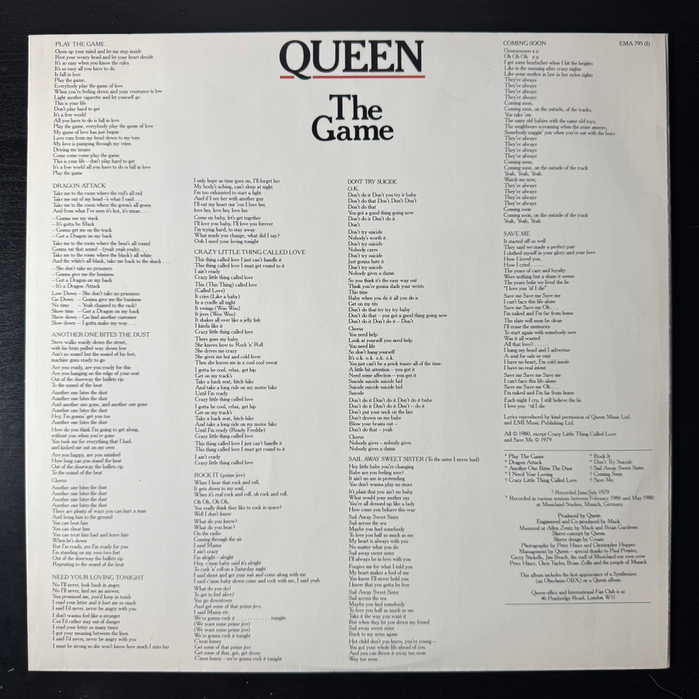Queen - The Game (Швеция 1980 г.)