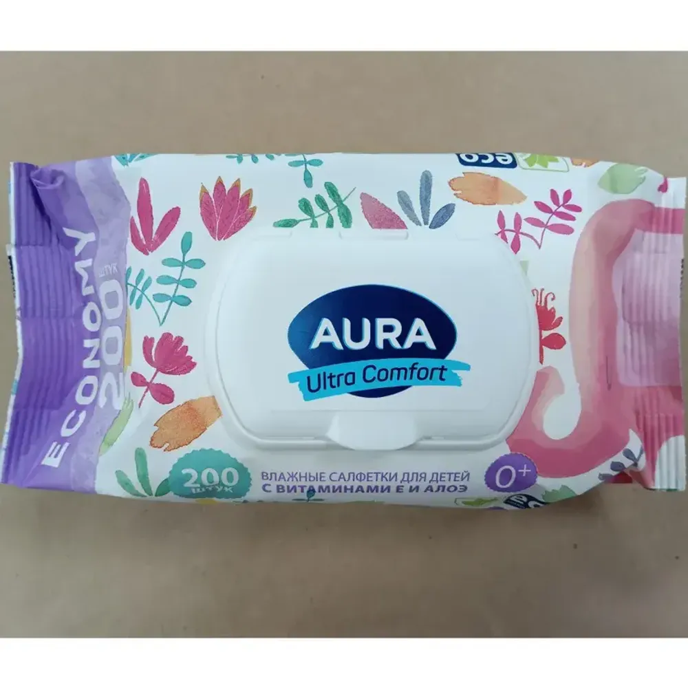 AURA ULTRA COMFORT 200шт Влажные салфетки для детей big-pack с крышкой AURA ULTRA COMFORT 200шт Влажные салфетки для детей big-pack с крышкой