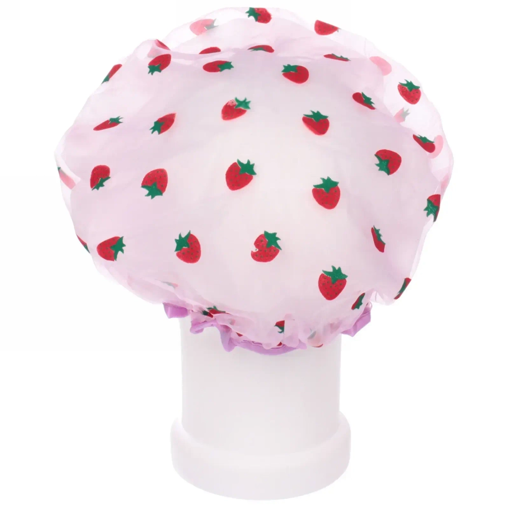 Шапочка для душа «Ультрамарин - Strawberry», микс 3 цвета, d-24 см (двухсторонняя, внутренний слой EVA)