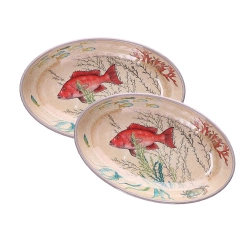 Rose&Tulipani Набор из 2 овальных меламиновых тарелок Sea Life 24x15 см EAN 8021918040485