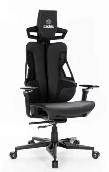 Кресло Cactus CS-CHR-DUO черный искусственная кожа с подголов. крестов. алюминий пластик черный
