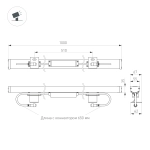 Линейный прожектор AR-LINE-1000-36W Warm3000 (GR, 30 deg, 230V) (Arlight, IP65 Металл, 3 года)