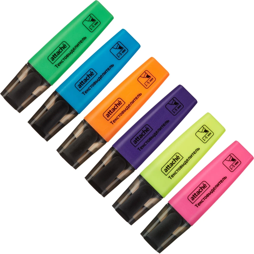 Набор текстовыделителей Attache Colored (толщина линии 1-5 мм, 6 цветов)
