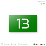 Табличка с номером 13 на дверь квартиры, для офиса, кабинета, аудитории, склада, зеленая 120х70 мм, Айдентика Технолоджи