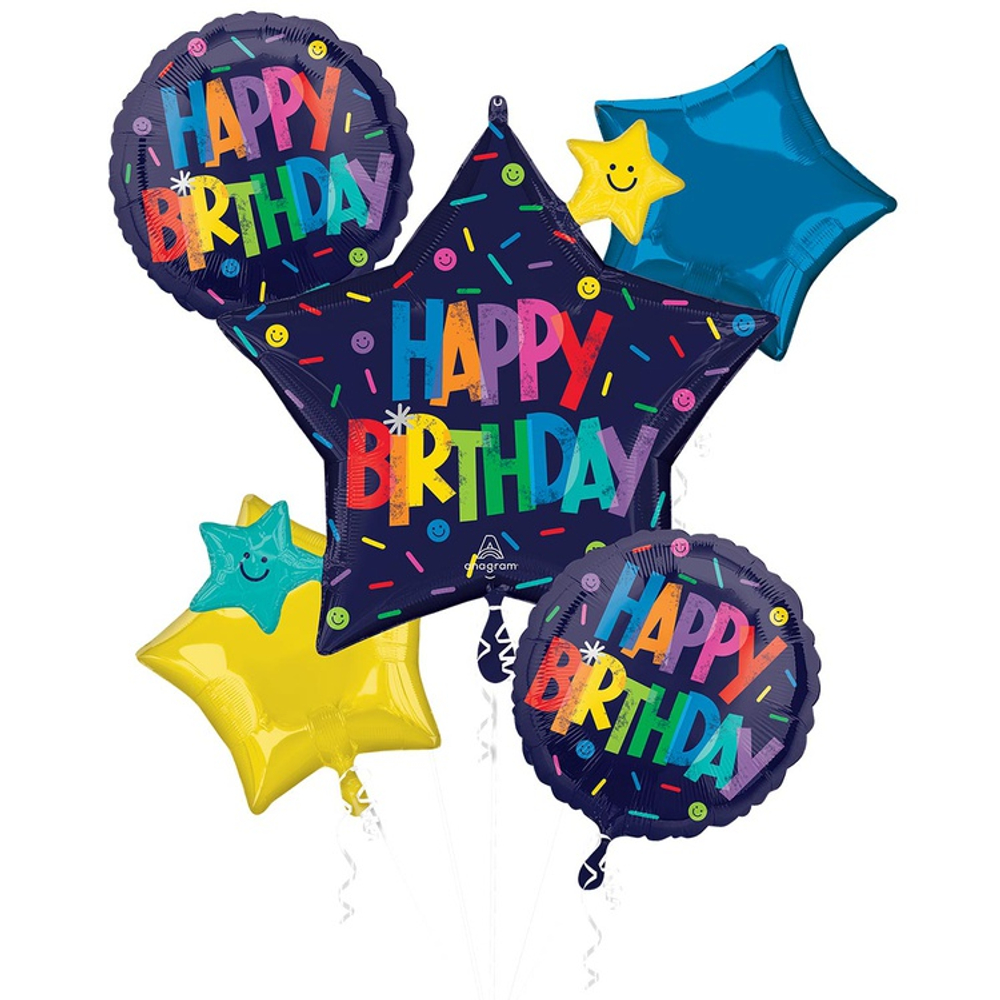 Круг "Цветные смайлики Happy Birthday"