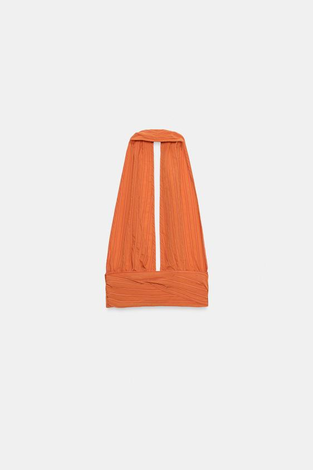 ZARA ТОП HALTER ИЗ ЛЕГКОЙ ТКАНИ В ПОЛОСКУ С ЗАВЯЗКАМИ, ТЕМНО-ОРАНЖЕВЫЙ