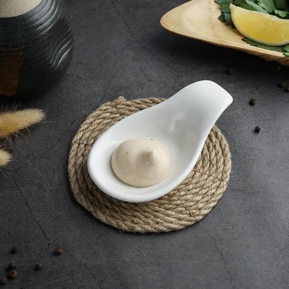 Соусник 25 мл 12*7 см h3 см Mini Mix круглый с ручкой белый фарфор P.L. Proff Cuisine [6]