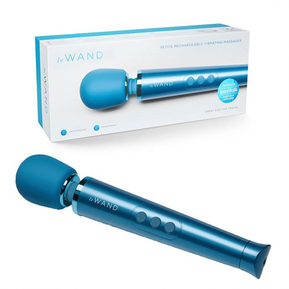 Синий жезловый мини-вибратор 25см c 6 режимами вибрации Le Wand LW-007-BLU