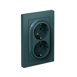 ATLASDESIGN РОЗЕТКА двойная с заземлением со шторками, 16А, в сборе, ИЗУМРУД
