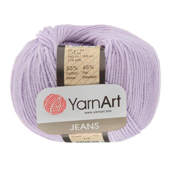 Пряжа YarnArt (ЯрнАрт) Jeans / уп.10 мот. по 50 г, 160м, 19 светло-сиреневый